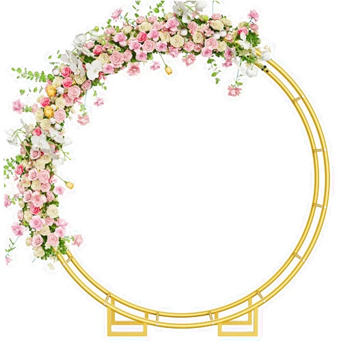 HAITRAL Double Round Arch Backdrop Stand | 6.5FT Balloon Arch Stand Metal Stand Backdrop for Parties | Wedding Circle Arch Stand Frame for Ceremony Birthday Photo Garden Background Decoration,Gold