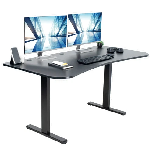 VIVO Electric Height Adjustable 63 x 32 inch Memory Stand Up Desk, Black Carbon Fiber Table Top, Black Dual Motor Frame, Preset Controller, E2B Series, DESK-KIT-E2B1R