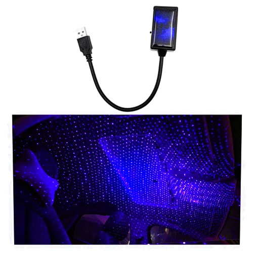 Suvnie USB Car Roof Star Night Light, Portable Adjustable Romantic Star Projector Interior Lamp, Flexible Plug and Play Ceiling Light Decor for Auto Bedroom Party, Car Accessories (Blue)