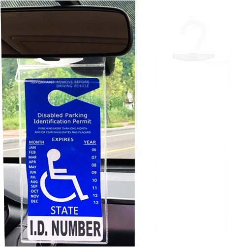 Tobenbone 1 PCS Handicap Placard Holder, Transparent Disabled Sign Holder with Large Hook, Automotive Disabled Placard, Disabled Sign Rack Hanging Transparent Protective Cover