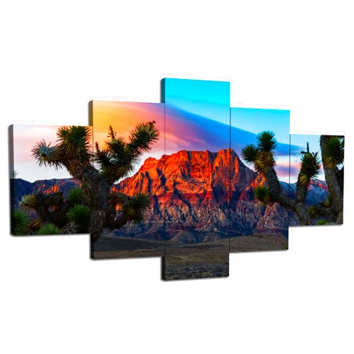 Artbrush Tower Red Rock Canvas Wall Art Las Vegas Skyline Wall Decor Nevada Landscape Picture Frame Red Rock Print Painting Poster Office Home Living room Bedroom Decoration(60''Wx32''H)