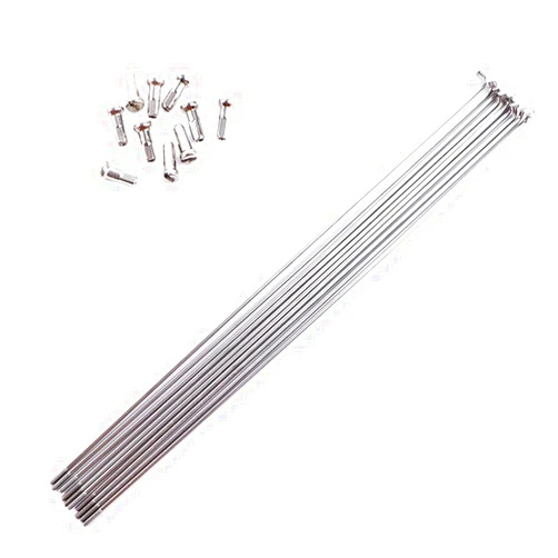 Generic 10pcs 14G J Bend Bicycle Stainless Steel Spokes 26inch 27.5inch Flexible Spokes with Nipples for MTB Wheel Spokes, E-Bike, City Bikes(305MM)
