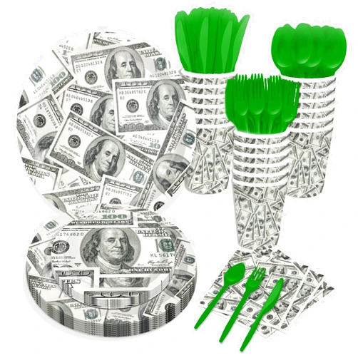 Lide Road 116 Ps Bill Dollar Party Supplies 16 Guests Money Party Decorations Including Big Bucks Party Paper Plates Dinner Plates Napkins Cups Set for Currency Symbol Money Party Decoration