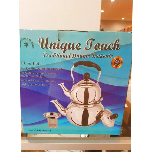 Golden Star Imports Unique Touch Traditional 3L And 1L Double Tea Kettle Stainless Steel