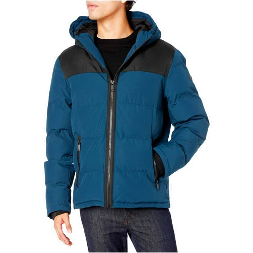 DKNY mens Mixed Media Quilted Puffer Jacket