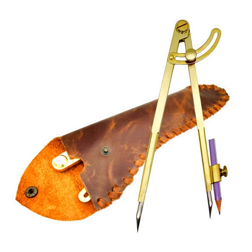 5MoonSun5's 8'' Large Pencil Marking Compass Circle Leather Scratch Compass Maker Scriber Marking Wing Divider, Ideal for Drawing Circles, Scribing Wood Metal, Drafting,Map Plotting with leather cover
