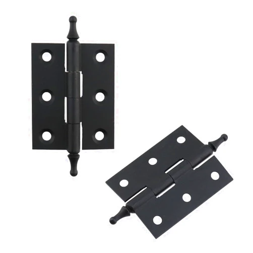 T Tulead 2-Inch Folding Door Hinges Brass Cabinet Hinge Black Decorative Furniture Hinge Box Cabinet Hardware, 2PCS with Screws