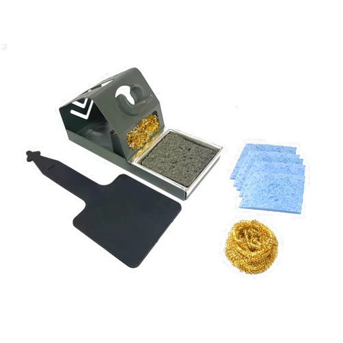 ShineNow Soldering Iron Holder T12 Soldering Station Iron Stand with Tip Cleaning Brass Coil Cleaning Sponge and Heat Proof Tip Pad