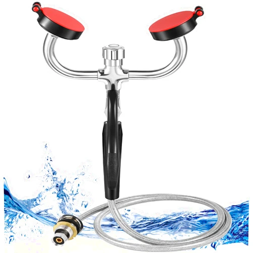 CGOLDENWALL Handheld Eyewash Station Drench Hose Eye Wash Station Eye Face Washing Spray Head, 140mm Drench Hose, Eye Wash Kit for Lab Industrial (Desk Mounted）