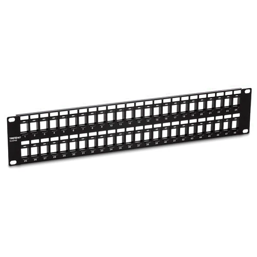 TRENDnet 48-Port Blank Keystone 2U HD Patch Panel, TC-KP48, 2U 19” Metal Rackmount Housing, HD Keystone Network Patch Panel, Recommended w/TC-K25C6 & TC-K50C6 Cat6 Keystone Jacks (Sold Separately)