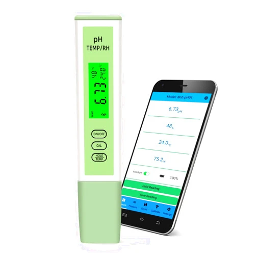 Soikoi RCYAGO 3-in-1 Digital PH Meter with ATC, Smart Bluetooth PH/RH/Temp Tester for Drinking Water Hydroponics Aquarium