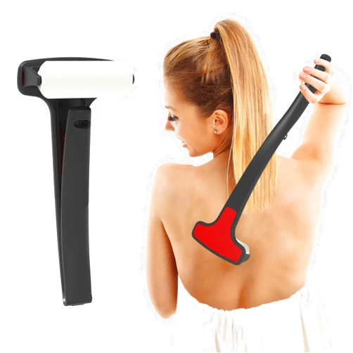 SAMWUNICE Lotion Applicator for Back & Feet & Body Folding Long Handle 2 Replaceable Foam Rollers Moisturizer Sunscreen Pain Relieving Cream Medicine Self Tanner Back Applicator Wand for Women Men Elderly