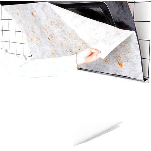 NT-ling 12PCS Cooker Hood Filter Paper Non-woven Extractor Fan Filter Universal Grease Filters Range Hood Filters Set with 20PCS Self-adhesive Stickers for Kitchen Grease and Odor Filtering (43 * 45cm)