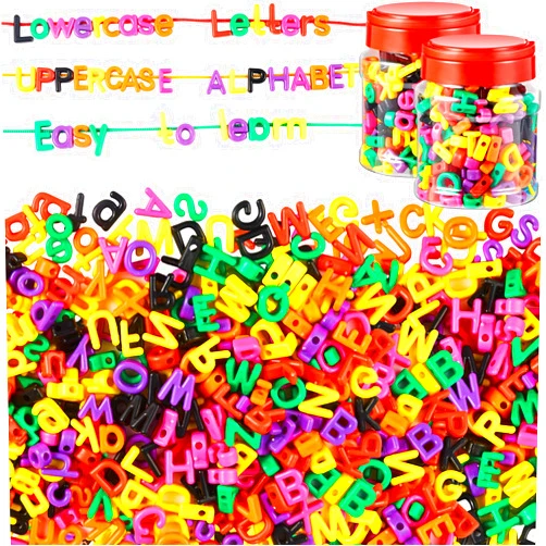 Wesiti 408 Pcs Lacing Letters Alphabet Learning Toys Toddler ABC Alphabet Beads Lacing Toy Fine Motor Skills Toys for Preschool Games Homeschool Supplies Early Spelling (Lowercase Uppercase Letters)