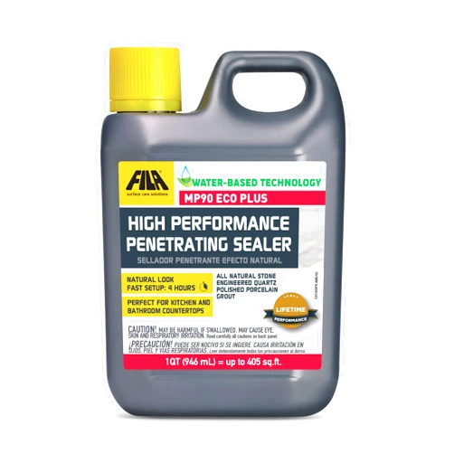 FILA Surface Care Solutions FILA Natural Stone Sealer MP90 Eco Plus 1 QT, Natural Look Sealer and Stain Protector, ideal for All Natural Stone, Polished Porcelain Tile and Grout, Eco-friendly Water Based