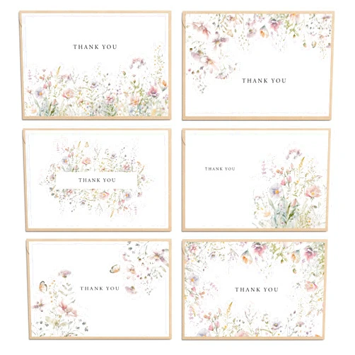 Slapaflife Floral Thank You Cards with Envelopes, 48 Pack - 4x6 Inches, Perfect for Baby Shower, Wedding, Graduation, and Other Occasions