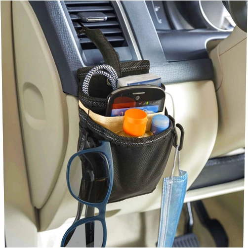 High Road DriverPockets Car Pouch - Vent Pocket and Vent Cell Phone Holder for Car - Front Seat Organizer with 3 Pockets, Hanging Hooks and Charging Port