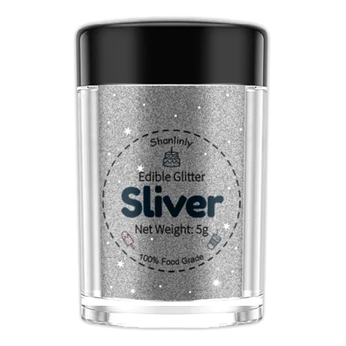 Shanlinly Silver Edible Glitter for Cakes Drinks - Food Grade 5g Shimmer Luster Glitter Dust Edible Glimmer Powders for Strawberries, Sprinkle on Sparkle, Chocolate, Cookie, Cupcake, Cocktail, Vegan