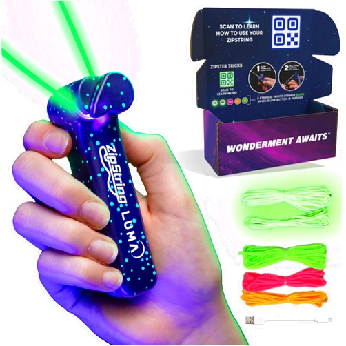 ZipString Luma - The Patented Glow-in-The-Dark Toy That Flies a Loop of String, Creates Endless Shapes and Tricks Built-in LED for Glowing Fun. Perfect STEM Gift for Kids & Adults. Wonderment Awaits