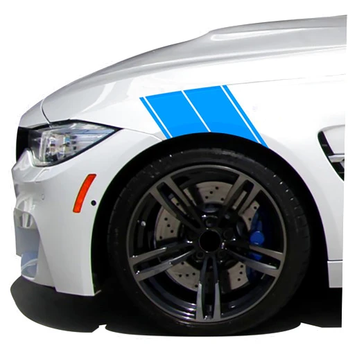 A1A Sales (2) Vinyl Fender Hash Stripes Racing Decals Pinstripes Stickers Tape Pair (Light Blue (Cyan))