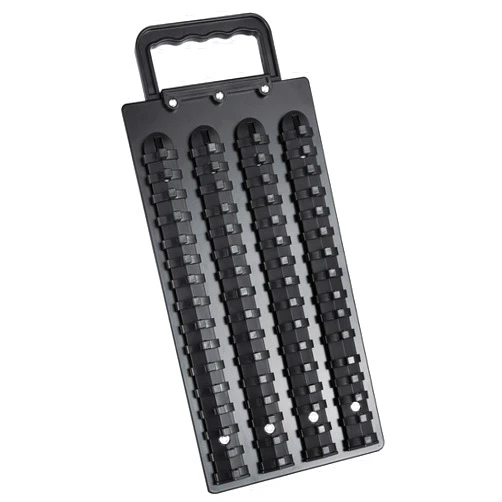 ALOANES 64-Piece Portable Socket Organizer Steel Tray, Socket Holders with Portable Handle, Heavy Duty Socket Holder Kit, 1/4-Inch x 64 Clips(Black)