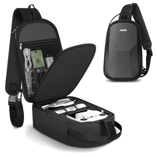 PEKREWS Air 3S Case, Air 3 Case, Waterproof Hard Carrying Case, Portable Sling Drone Bag Compatible with DJI Air 3S, DJI Air 3, Travel Crossbody Backpack Fits RC 2/RC-N2 Controller, Fly More Combo
