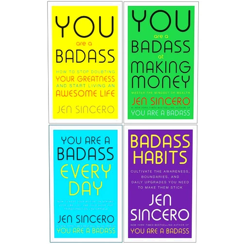 Jen Sincero,You Are a Badass By Jen Sincero,9780762447695 978-0762447695, 0762447699,You Are a Badass at Making Money By Jen Sincero,9780735223134 978-0735223134, 0735223130,Badass Habits By Jen Sincero,9780593296509 978-0593296509, 0593296508,You Are a Badass Every Day By Jen Sincero,9780593103029 978-0593103029, 0593103025 You Are a Badass Series 4 Books Collection Set by Jen Sincero (You Are a Badass, You Are a Badass at Making Money, You Are a Badass Every Day & Badass Habits)