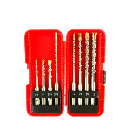 KEEGAN TOOLS 8-Piece SDS-Plus Professional Drill Bit Set with 4-Cutter Heads, Carbide Tips, SDS Rotary Hammer Drill Bit Set, Use on Concrete, Cement, Stone, Brick, Other Masonry Materials