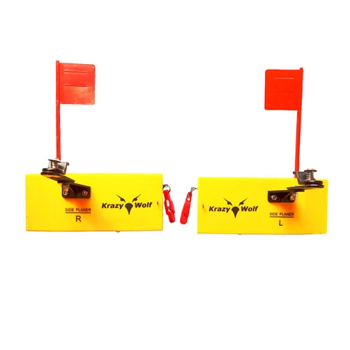 Krazywolf Planer Board (P007,P009),Includes Spring Flag System,Left&Right L8 xW3,L10 Xw3.5,Pair,Yellow