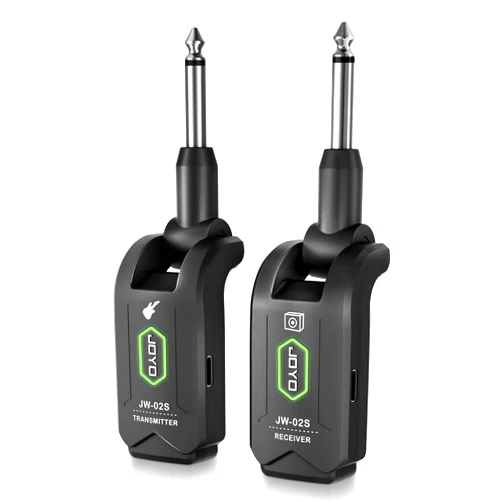 JOYO 5.8GHz Wireless Guitar System Wireless Guitar Transmitter Receiver Rechargeable Audio with 4 Siganl Channels for Electric Guitar Bass 20M (JW-02S)