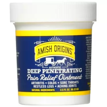 Amish Origins Deep Penetrating Pain Relief Cream Ointment 3.5 oz- Medicated Pain Relief Cream, Quick Acting Pain Relief Formula, Perfect for Aching Joints, Arthritis, Restless Legs, Sore Muscles