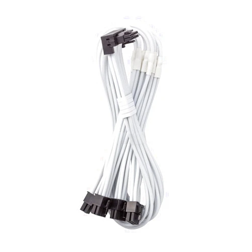 CableMod C-Series Pro ModMesh Sleeved 12VHPWR 90° StealthSense PCI-e Cable for Corsair - Variant B (White, 16-pin to Quad 8-pin, 60cm)