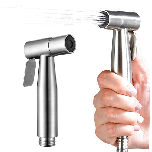 BARROCK 100% All Metal Hand Held Bidet for Toilet, High Pressure Sprayer Head Brushed Nickel