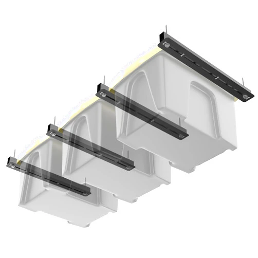 TORACK Garage Ceiling Bin Storage Rack, Overhead Tote Storage Rail System Heavy Duty Adjustable Tote Slide Rails(for 3 Bins, Bins are not included)