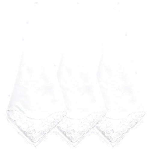 FdcZeyxior 3 PCS Handkerchiefs for Women White Soft Cotton Ladies Hankies Elegant Embroidery Lace Pure Color Square Hankies Daily Accessory Suitable for Afternoon Tea Party 11 Inch
