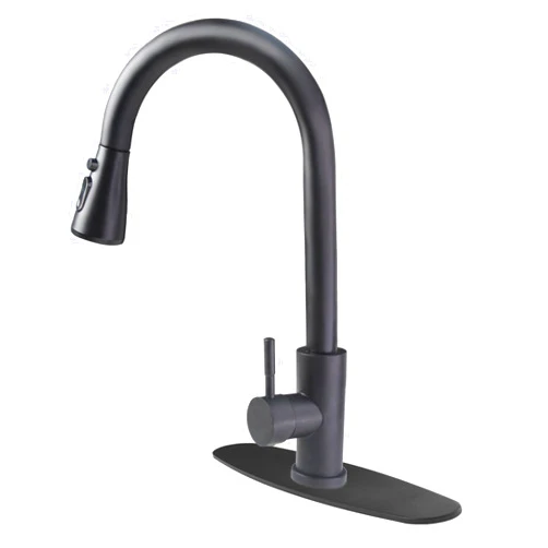 AIBOVI Matte Black Kitchen Faucet with Pull Down Sprayer, High Arc Single Handle Kitchen Sink Faucet with Pull Out Sprayer, Stainless Steel Kitchen Faucets for Bar, Laundry, RV