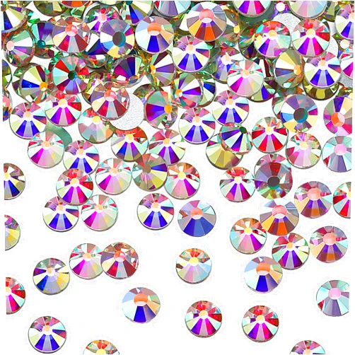 Bememo 2880 Pieces Crystal Diamond Rhinestones Flat Back Round Gems Charms Stones Rhinestones Crystals Round Beads Flat Back Glass (Crystal AB Color, SS30)