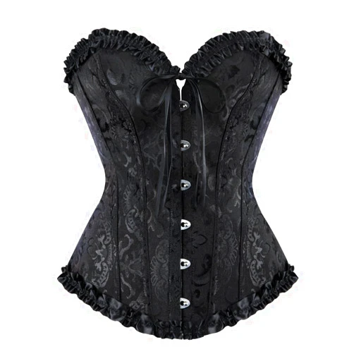 frawirshau Women's Lace Up Boned Overbust Corset Bustier Lingerie Bodyshaper Top