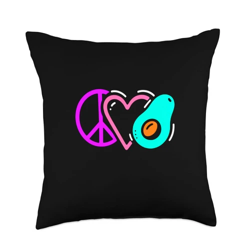 Retro Peace Love And Avocado Gifts Peace Love And Avocado - Funny Vintage Avo Guacamole Lover Throw Pillow