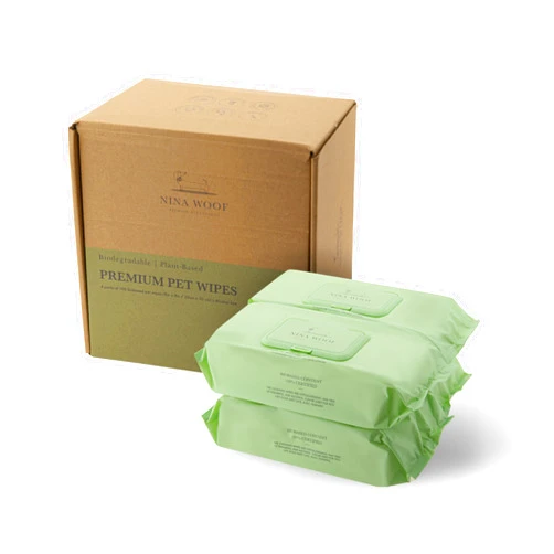 Nina Woof Premium Dog Wipes - Alcohol-Free Plant-Based Cleaning Wipes for Dogs and Cats (400 Wipes)