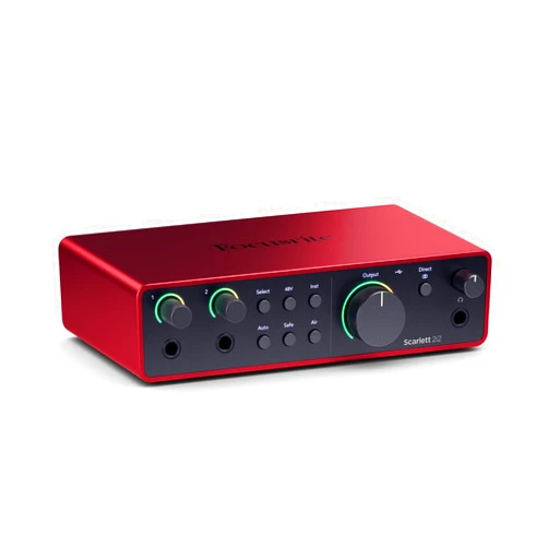 Focusrite Scarlett 2i2 4th Gen USB Audio Interface for Recording, Songwriting, Streaming and Podcasting — High-Fidelity, Studio Quality Recording, and All the Software You Need to Record