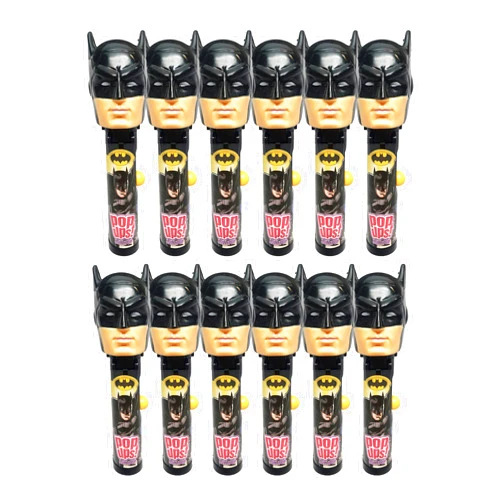 POPUPS! LOLLIPOP Pop Ups! Batman Justice League Lollipop Holder | Collectable Batman Toy Lollipop Case | Party Favors for Halloween, Goodie Bags, Piñata Candy, Game Prizes | Bulk Set of 12 | Lollipops Included