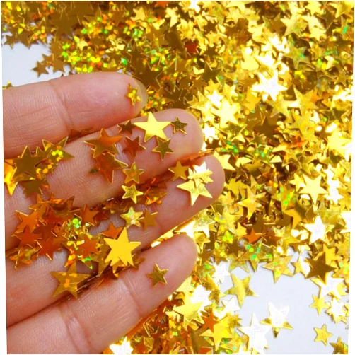 DODXIAOBEUL 60 Gram Gold Confetti,5-10mm Star Confetti for Table,Star Sequins,Star Stickers,Used for Table Decoration, Holiday Balloon Decoration, Nail DIY Crafts, Gift Decoration (Star confetti, Gold)