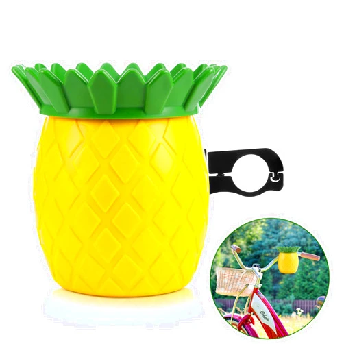 Tinideya Bike Pineapple Drink Holder, Cute Bicycle Coffee Cup Holder with Metal Clamp, Water Bottle Cages for Beach Cruiser Handlebars Accessories