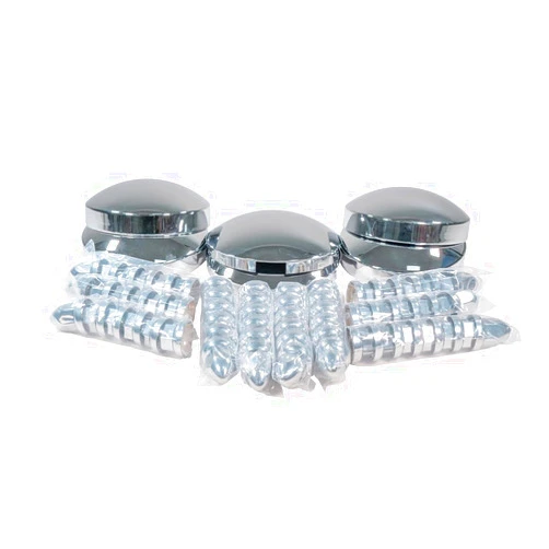 Mytee Products Steel Chrome Axle Wheel Cover Set - Includes (2) Front Hub Caps, (4) Rear Hub Caps, (60) Lug Nut Covers 33mm for Semi Truck | Axle Cover Combo Kit