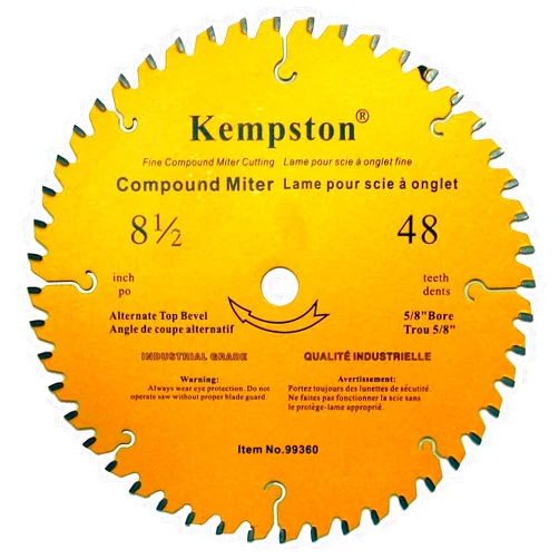 Kempston Corporation Kempston 99360 8-1/2-Inch by 48 Tooth Industrial Thick Kerf Sliding Compound Miter Blade with 5/8-Inch Arbor