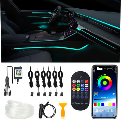 WEBUPAR 6 in 1 Car LED Strip Lights, RGB Car Interior Lights with 315 inches Fiber Optic, Remote and APP Control, 16 Million Colors Ambient Lighting Kits, Music Neon Light Accessories for Car Inside