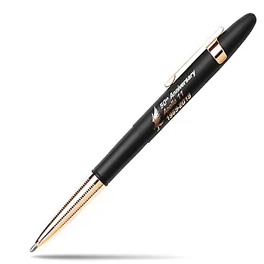 FISHER Special Edition Apollo 11 50th Anniversary Matte Black Bullet Space Pen w/Gold Finger Grip & Pocket Clip