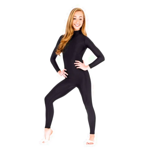 YOMOSA Unitards for Women Black Bodysuit High Neck Zip One Piece Full Body Spandex Suit for Dance Halloween Cosplay Party