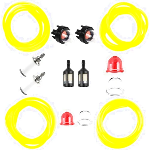 HUZTL 4 Sizes 2 feet Fuel Line Hose with Snap In Primer Bulb, Primer Pouland Bulb, Fuel Filter Fit for Zama Poulan Weedeater Craftsman Husqvarna Trimmer Chainsaw Blower